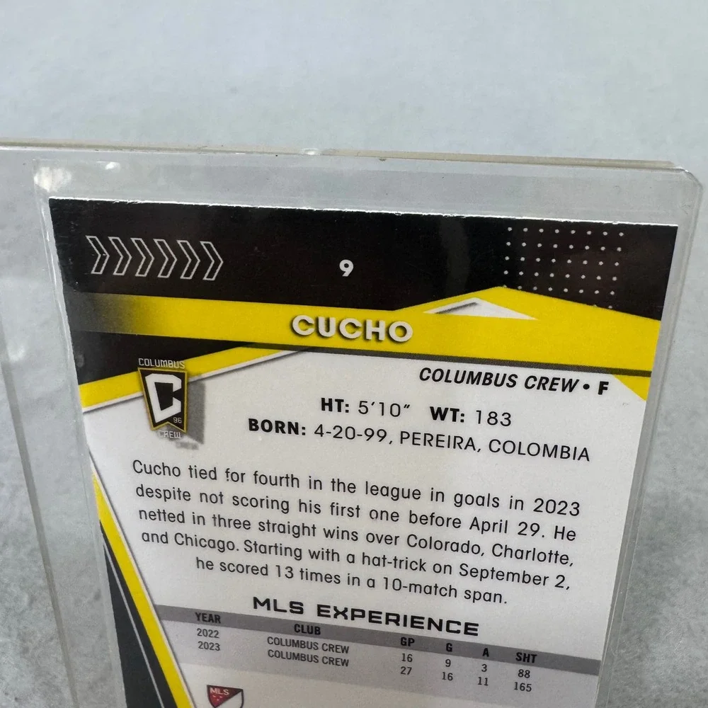 Topps Chrome Trading Card Cucho Hernandez Columbus Crew Yellow Prism Refractor